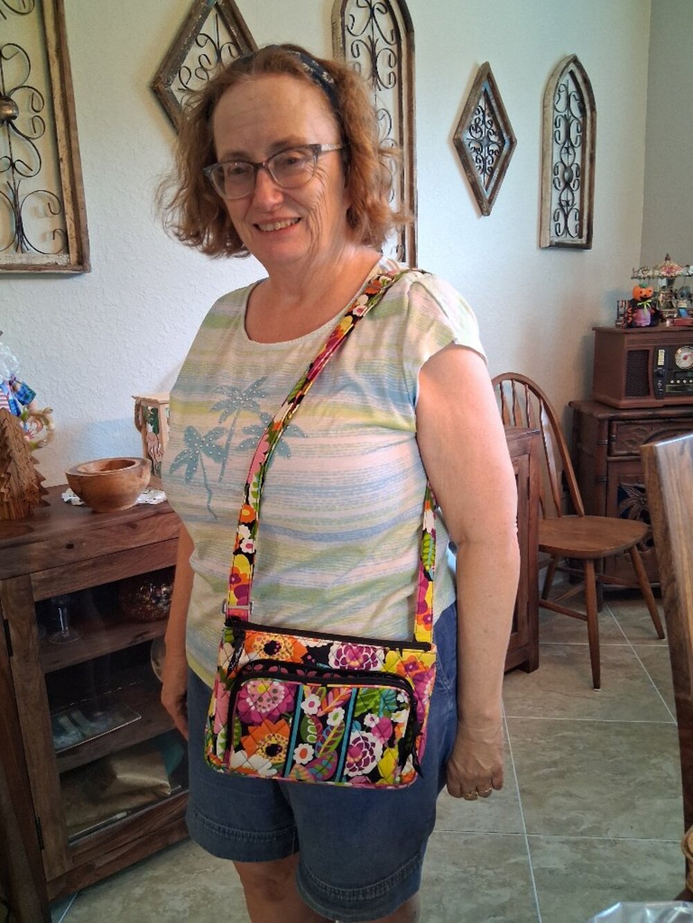 NWOT/EUC Vera Bradley Floral Fiesta Triple Zip Hipster Crossbody Bag Organizer